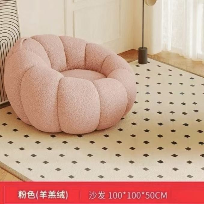 Lazy sofa can lie down and lie down pumpkin cream bedroom balcony single small sofa casualplaid tatami seat