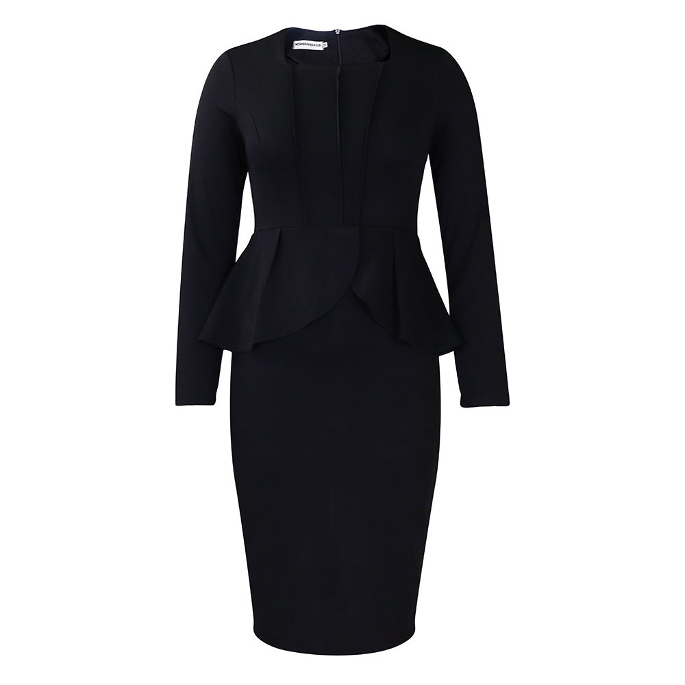 D444 independent station export plus size women's clothing fall and winter new arrivallong sleevesoleleganteleganceruffles african dress
