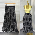 Exportsweeteasiest for matchpleated skirt large swing printing skirt women's frenchhigh waista-line medium long pleated skirt