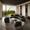 Modern minimalist corner leather sofa set - ideal for home lounges, hotel lobbies, beauty salons, and multi-person meetings