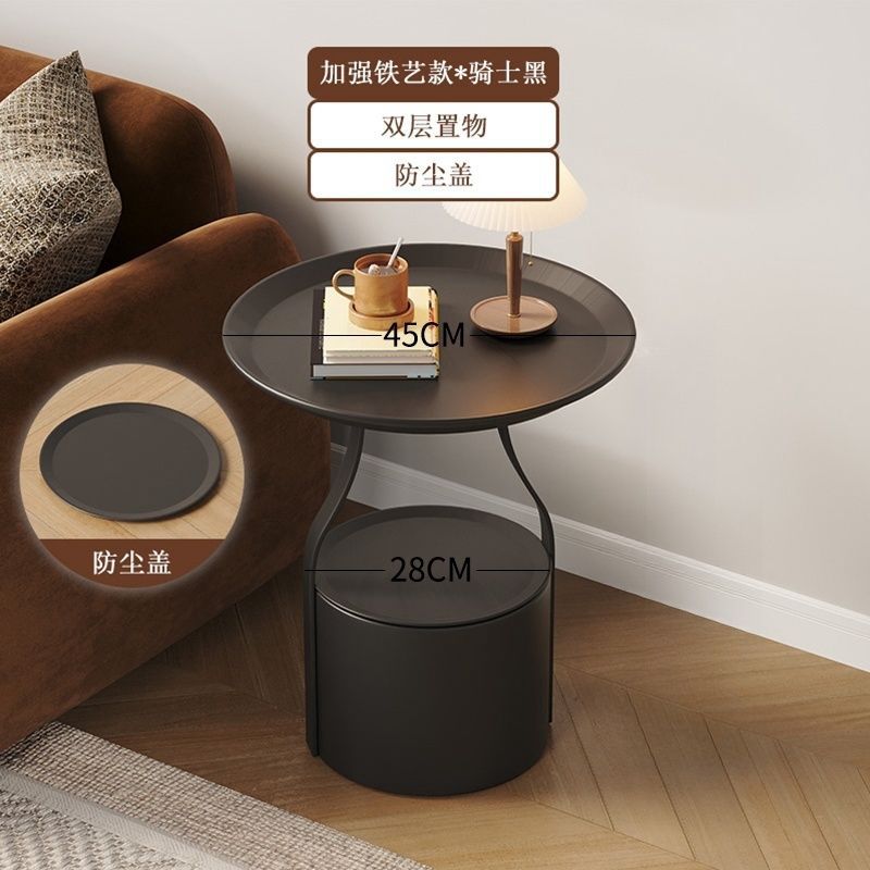 Accessible luxury sofa coffee table movable coffee table small apartment casual bedroom bedside study storage rack balcony round table