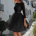 summer new arrivals: european and american style fashion long sleeve dress - high waist cocktail party evening gown