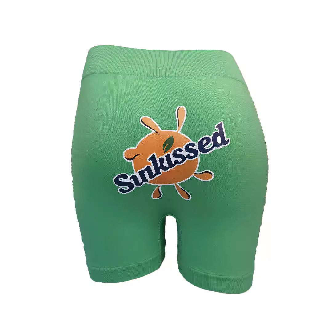 Cross-border hot-selling printed hollowed-out sexy yoga pants, women's fitness sports tight boxer shorts