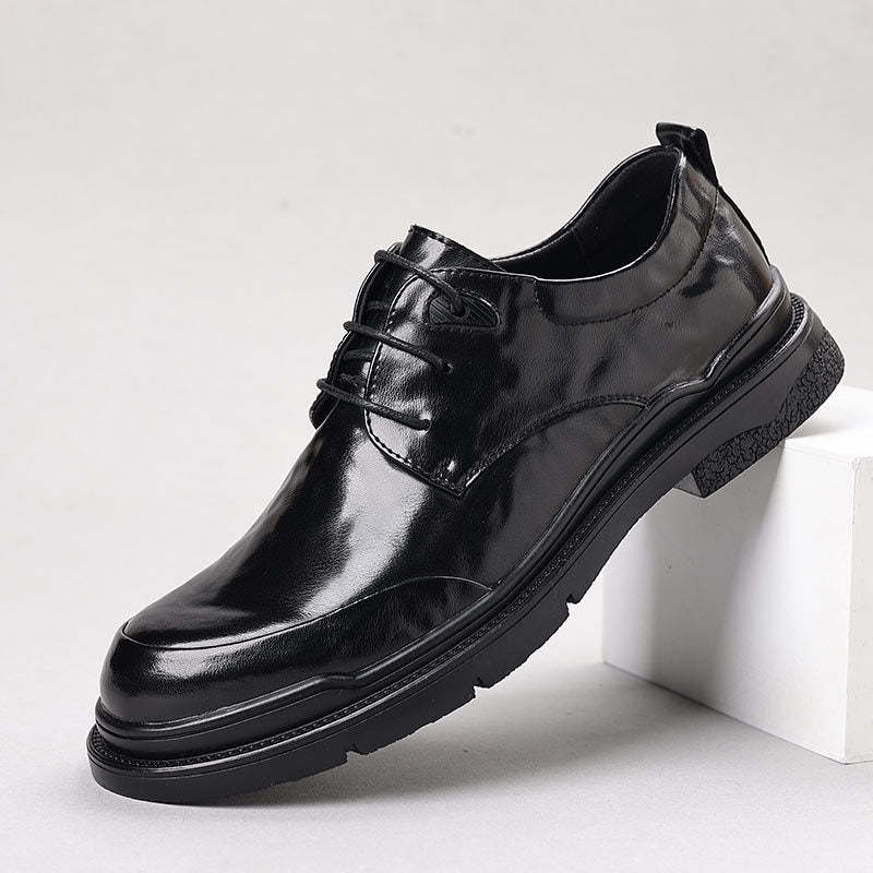 Genuine leather men's dress shoes - soft sole, soft upper, new business style, black, work, casual, wedding, groom shoes