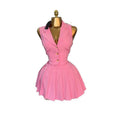 European and american cross-border women's fashion  summer new pink blazer collar button-down striped vest pleated midi skirt set