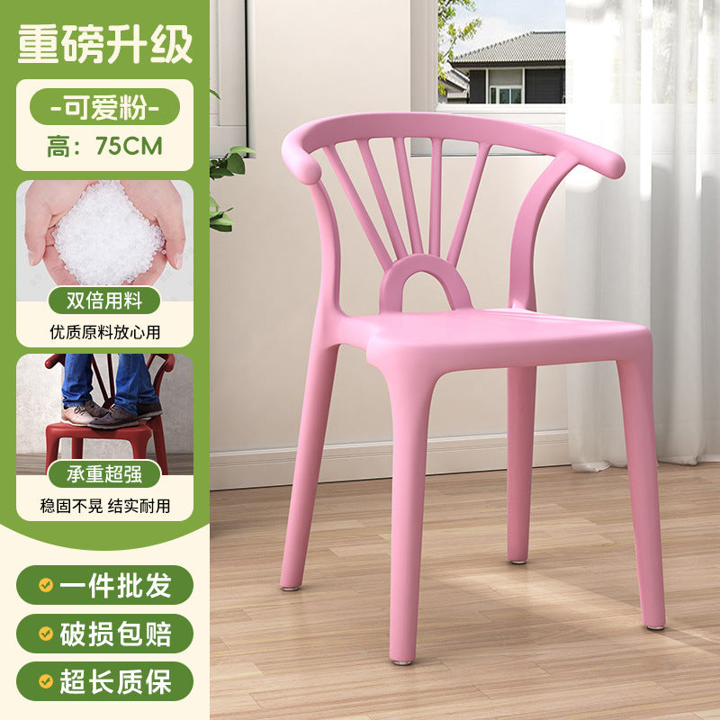 Scandinavian dining table and chairs modern casualthickened stool plastic chair dining chair for home backrest desk chair stackable stool