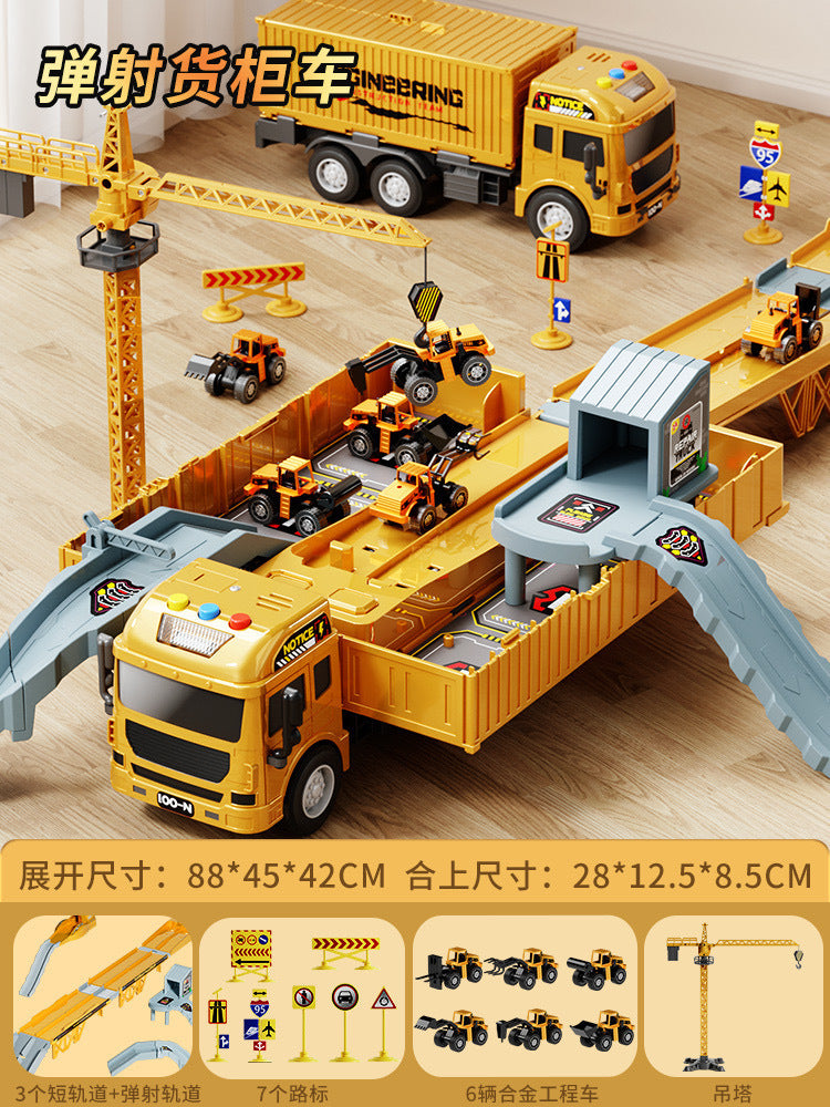 Kids' oversized container truck crane large truck alloy excavator construction vehicle toy set