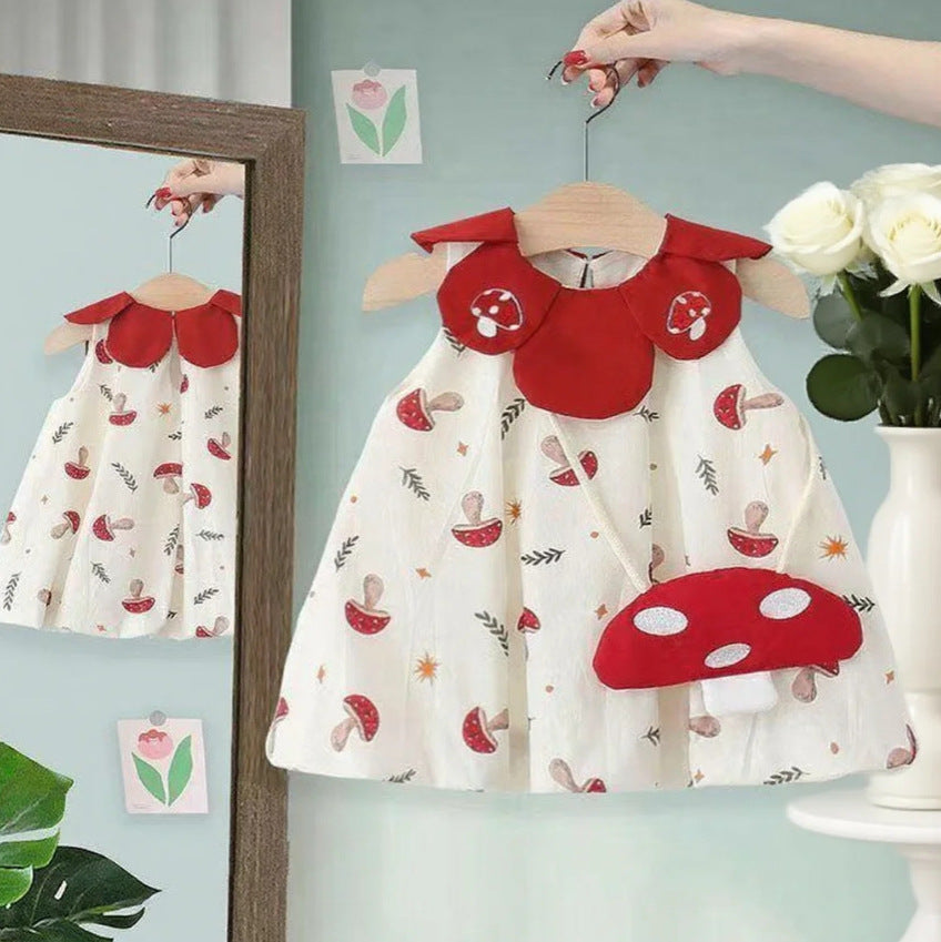 Girls' sleeveless summer dress - baby & toddler petal collar mushroom bud princess dress - stylish & chic