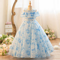 Girls' summer dresses  new collection: floral princess dresses for girls, mid-to-large size, long summer styles - wholesale