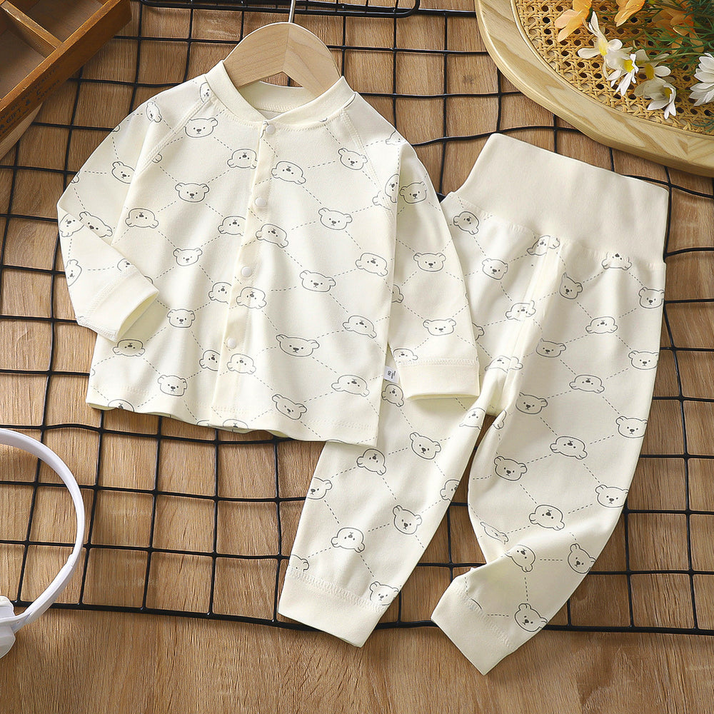 Spring & fallnew arrivalbabyintimatessuit cotton type a bonelesskids autumn clothes long johns baby high waist pants home clothes