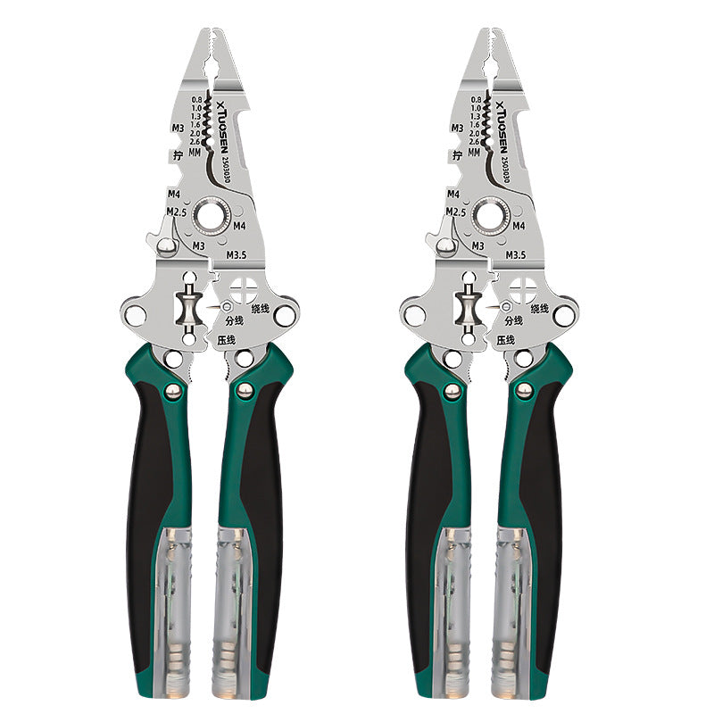 Tuosen Multifunctional Electrician Wiring Tools Cable Wire Divider Winding Crimp Clamp Folding Measuring Electric Stripping Clamp
