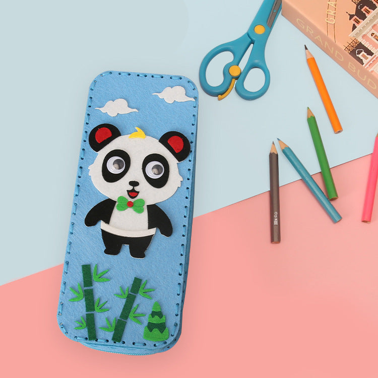 Children's DIY handmade, non-woven cartoon stationery box, pencil case, kindergarten handmade material bag pencil case
