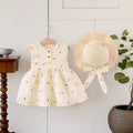 Girls' summer dress  new style children's skirt cherry little girl chic princess dress kids' clothing with hat