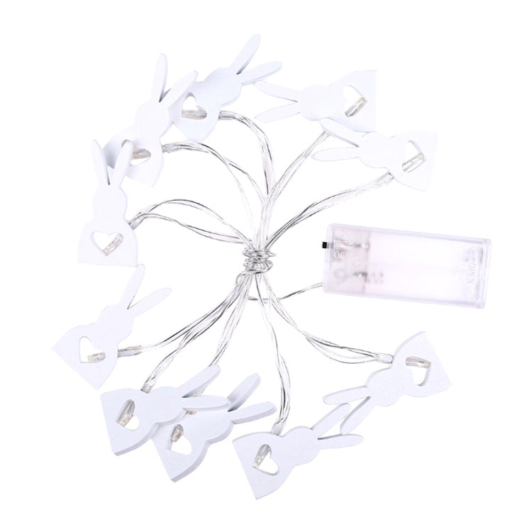 Factory direct sales Easter wooden rabbit light string, creative LED wood love rabbit decorative lights flashing lights string lights