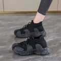 Flyknit lightweight dad sneakers women's 2025 summer new breathable non-slip hiking shoes versatile chunky sole sock sneakers