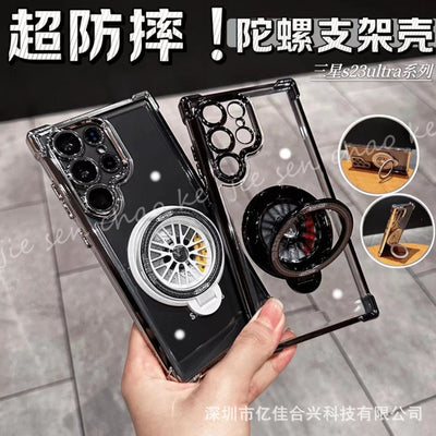 Suitable for samsung s26u/s25 decompression mobile phone case electroplated four corners anti-fall a37 fidget spinner magnetic holder case