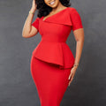 D333 cross-border fashion  summer sexy slant neck high waist plus size african pencil skirt foreign trade dress