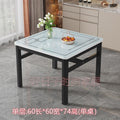 Square dining table tempered glass dining chair combination small apartment home dining table minimalist square table double-layer small table