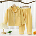 Derong pajamas kids pajamas men and women baby new autumn and winterlong sleevestwo-piece set boys and girls lapel home clothes