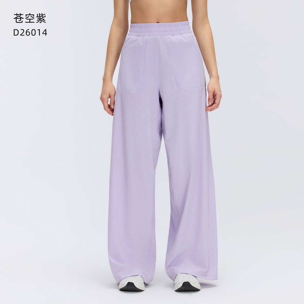 Spring/summer lightweight breathable straight-leg sports pants - women's drawstring loose fit, hip-concealing, slimming, casual wide-leg trousers d26014