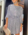 european and american new arrival: independent website holiday party fashion sequin beaded color block bodycon mini dress