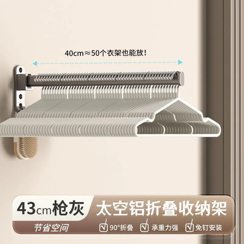 Indoor punch-free wall-mounted clothes hanger storage rack retractable balcony for homefoldable clothes drying rack storage rack