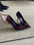 Toe protection cotton small gold root patent leather flats high heels women's new arrival pointed toe stiletto fashioneasiest for matchelegant velvet flats