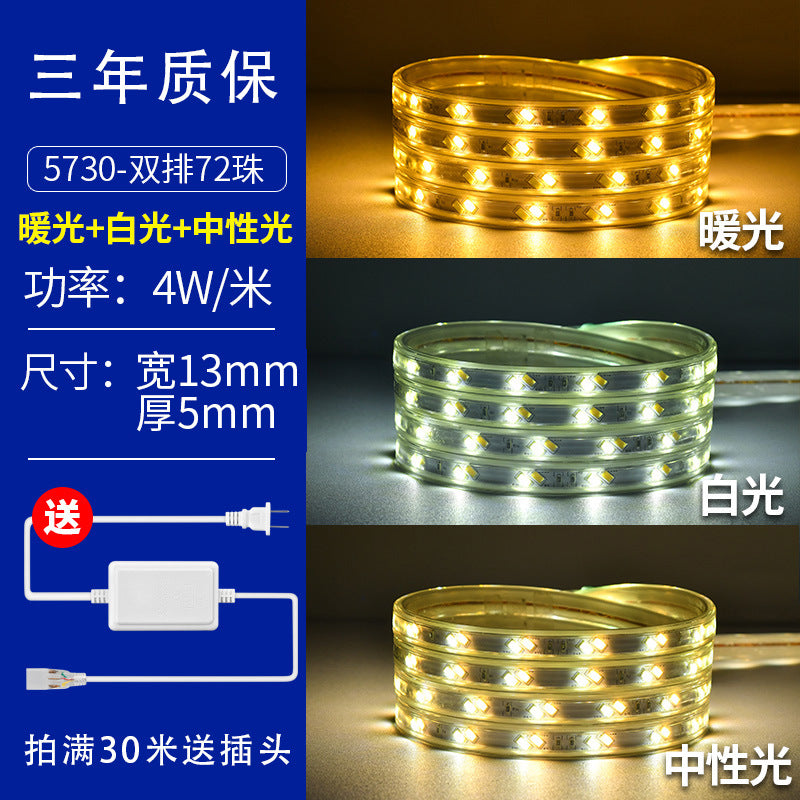 Led strip lights, tri-color dimmable, home use, color changing, living room ceiling, 220v outdoor waterproof rgb flexible strip lights