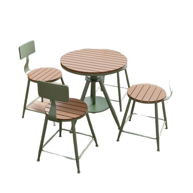 Outdoor casual dining set - waterproof & sun-resistant table and chairs - two chairs included - balcony adjustable round table