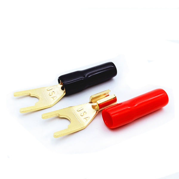 Pure copper gold-plated U-shaped banana plug terminal Y-shaped audio accessories power amplifier speaker cable plug terminal fork type