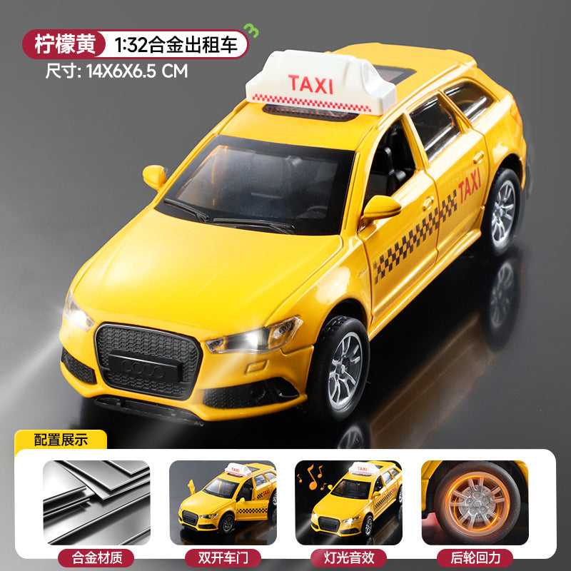 Large alloy taxi kids toy - realistic taxi car model with opening doors - ride-hailing vehicle toy for boys