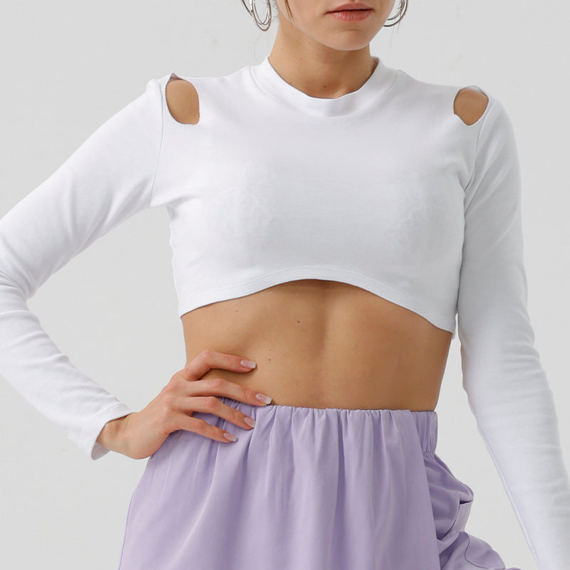 Eco-friendly organic cotton off-shoulder long sleeve activewear top - perfect for dance, fitness, yoga, and everyday style