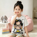 【matching family set】girls' korean style cartoon pajama set - summer edition, cute short-sleeve loungewear/ac suit for kids