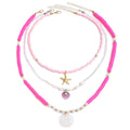 Pink necklace wholesale european and american cross-border jewelry soft clay beaded necklace for women seaside shell multi-layered clavicle chain