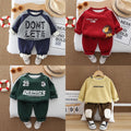 Korean style new autumn/winter fashion casual patchwork letter long sleeve two-piece set - trendy and cool boys' casual long sleeve outfit