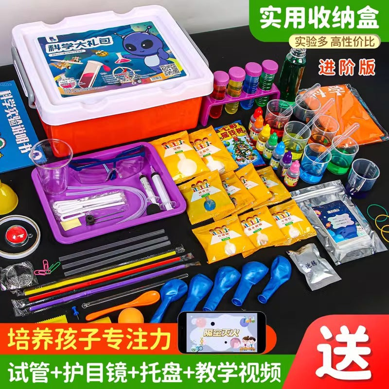 Kids' science experiment kit: elementary school physics & chemistry, kindergarten diy fun, stem maker material pack
