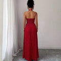 Red floral print cami dress - women's summer  new arrival - french chic sleeveless beach maxi dress for seaside vacations