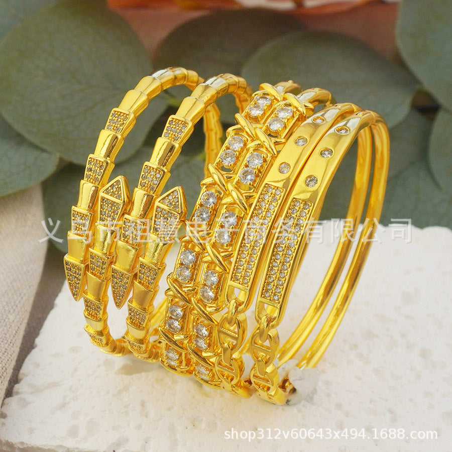 middle east ethiopian byd lady irregular zircon bracelet bridal wedding luxury party gift