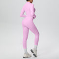 New halter neck backless zip-up outerwear yoga set - high-waisted, butt-lifting, compression fit - perfect for running, fitness, and gym workouts (3-piece set)