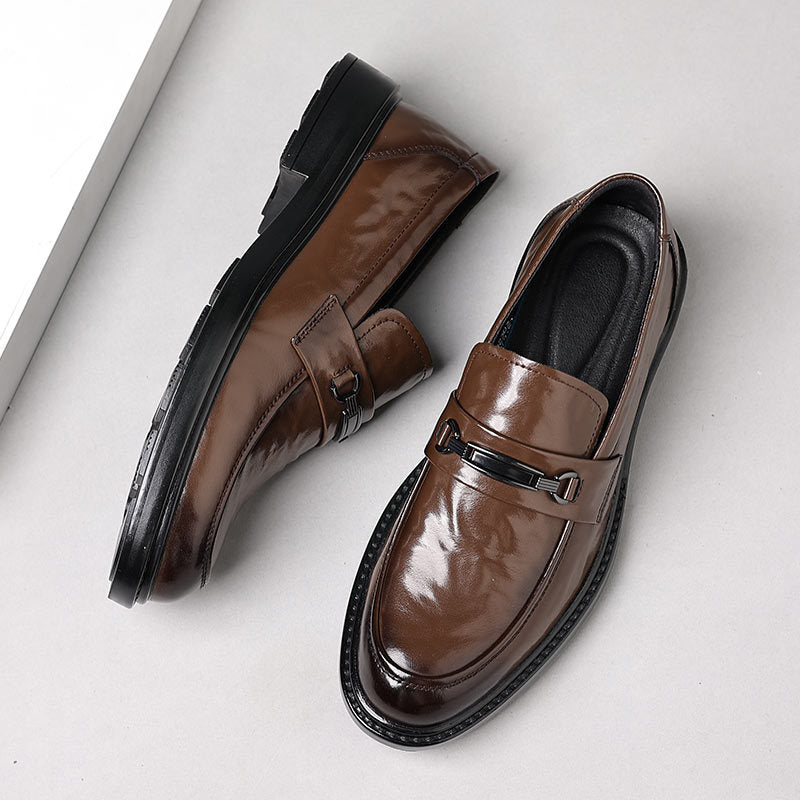 Genuine leather men's soft leather soft sole leather shoes thick sole bean shoes business formal work casual daily leather shoes