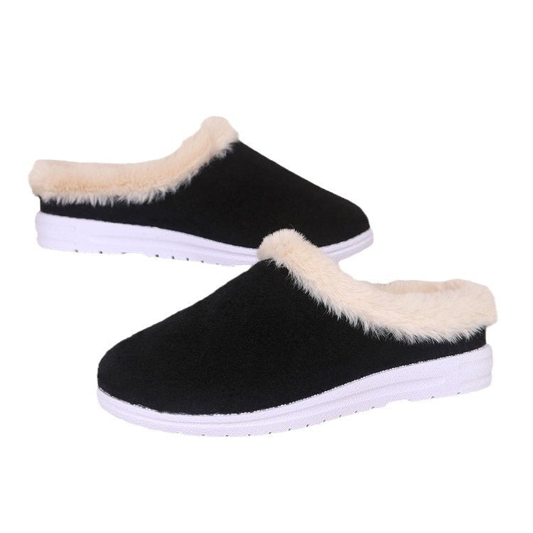 Export24new arrivallow ankle round toe fleece-linedflats women's cross-border plus size suede heattech round toe flatsfall and winter cotton shoes