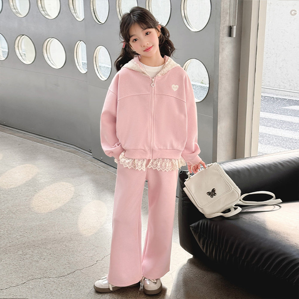 Girls' super cute korean style outerwear autumn collection  new girls' spring and autumn chic sweatshirt set sporty two-piece outfit