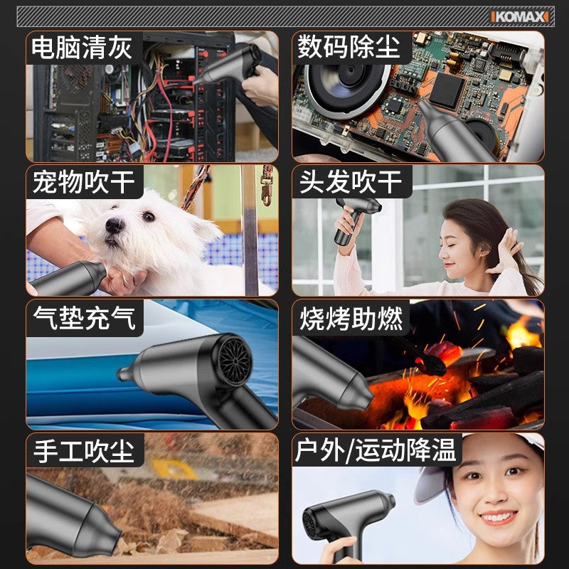 High-velocity cordless handheld turbine blower - powerful mini air blower for dust, snow, and cleaning - lithium battery powered