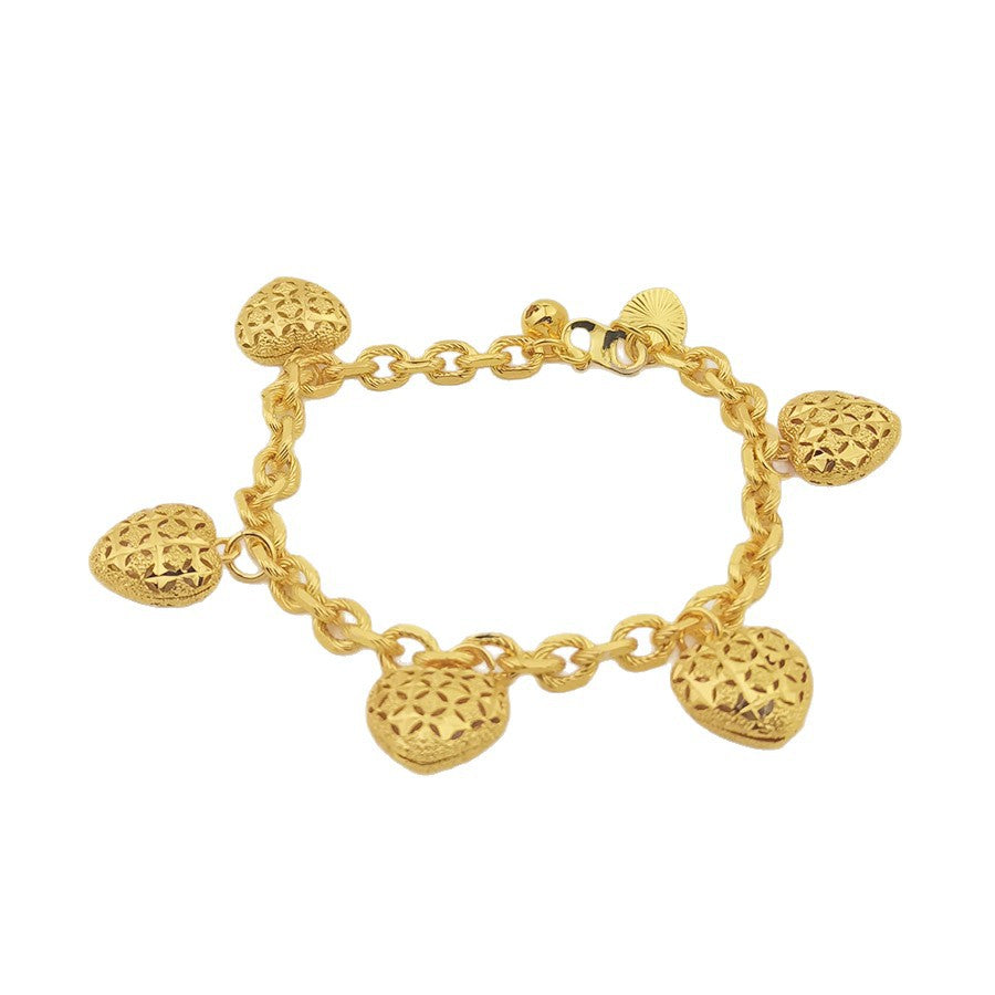 middle eastern women's accessible luxury stylish copper plated 24k gold malaysian popular hot-selling heart bracelet