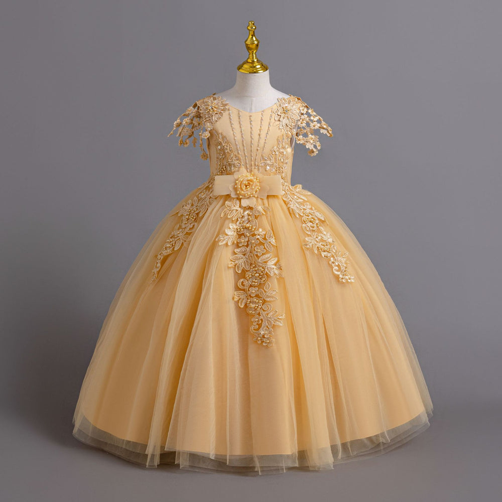 European and american style girls' long dress - strappy wedding dress, princess gown, high-end graduation party dress, girl's dress