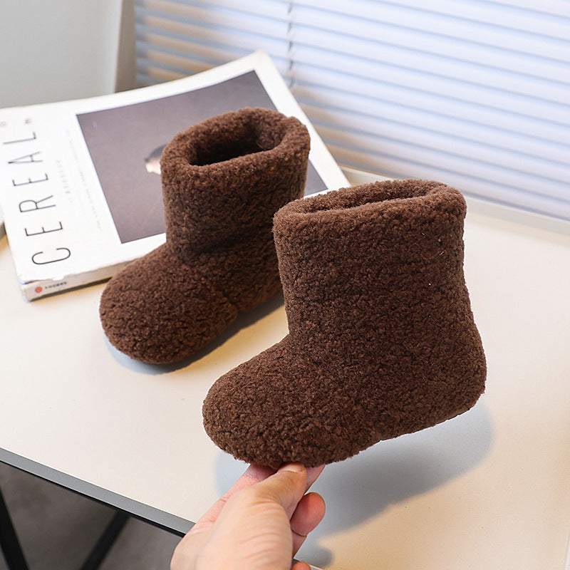 Girls' snow boots: new korean style for winter  - fuzzy, plush-lined, warm cotton shoes for little girls