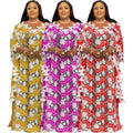 supply african plus sizeloose bat shirt women's colorful water-soluble lacev neck blouse robe dress