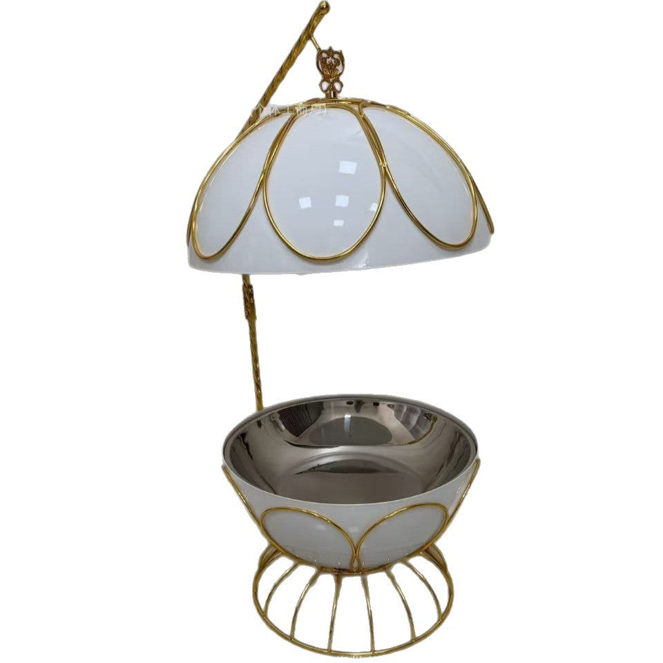 White stainless steel globe buffet warmer - creative hanging lid buffet stove - hotel-style hot pot warmer