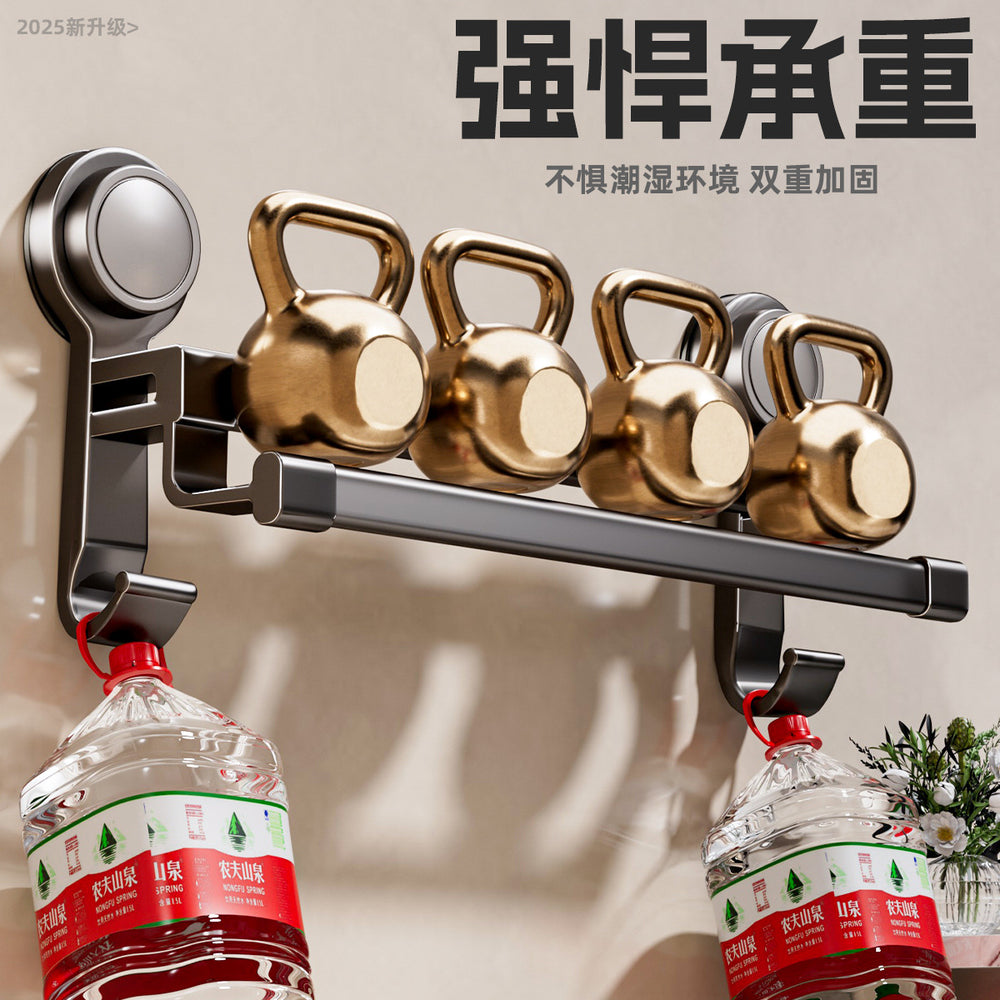 Suction cup towel bar bathroom punch-free toilet bathroom wall-mounted space aluminum bath towel rack towel rack