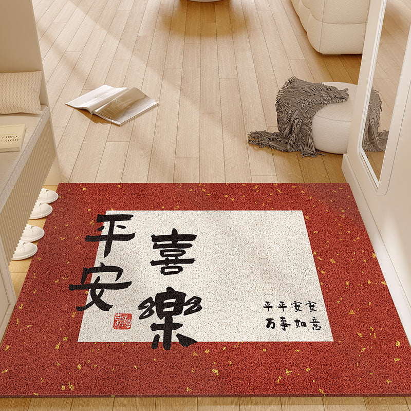 Entrance door mat, anti-slip red festive stain-resistant coil mat, no-wash wipeable  new arrival doormat